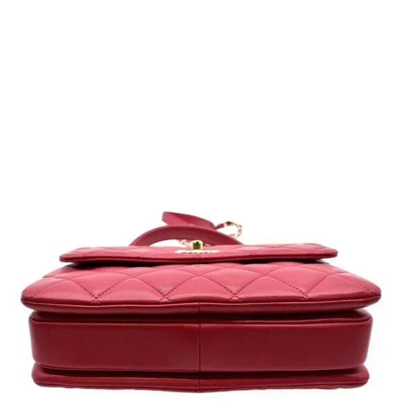 CHANEL  Trendy CC Top Handle Flap Quilted Leather Shoulder Bag Red - Picture 7 of 13